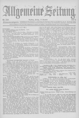 Allgemeine Zeitung Freitag 14. Dezember 1877