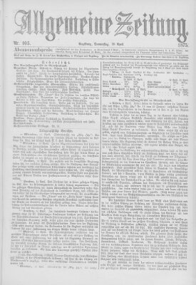 Allgemeine Zeitung Donnerstag 15. April 1875