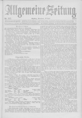 Allgemeine Zeitung Samstag 17. April 1875