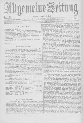 Allgemeine Zeitung Dienstag 20. April 1875