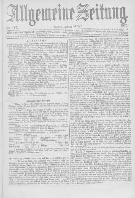 Allgemeine Zeitung Dienstag 27. April 1875