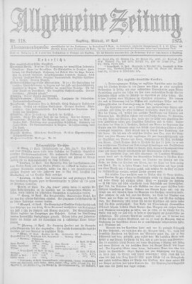 Allgemeine Zeitung Mittwoch 28. April 1875