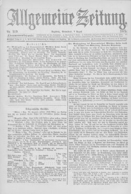 Allgemeine Zeitung Samstag 7. August 1875