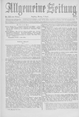 Allgemeine Zeitung Montag 9. August 1875