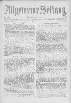 Allgemeine Zeitung Freitag 10. September 1875