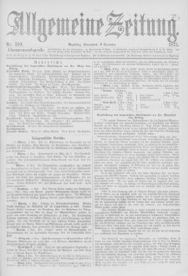 Allgemeine Zeitung Samstag 6. November 1875