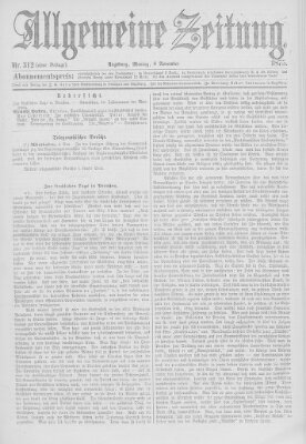 Allgemeine Zeitung Montag 8. November 1875