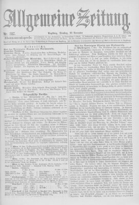 Allgemeine Zeitung Dienstag 23. November 1875