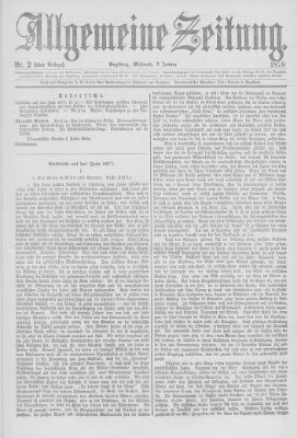 Allgemeine Zeitung Mittwoch 2. Januar 1878