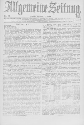 Allgemeine Zeitung Samstag 12. Januar 1878