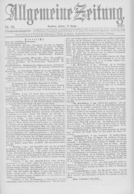 Allgemeine Zeitung Freitag 18. Januar 1878