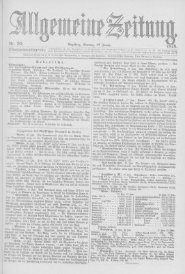 Allgemeine Zeitung Sonntag 20. Januar 1878