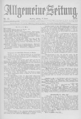 Allgemeine Zeitung Freitag 25. Januar 1878