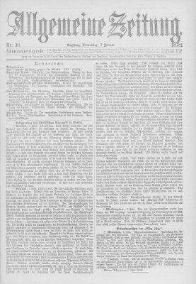 Allgemeine Zeitung Donnerstag 7. Februar 1878