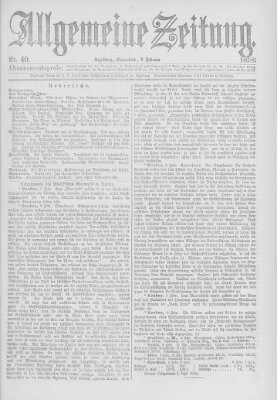 Allgemeine Zeitung Samstag 9. Februar 1878