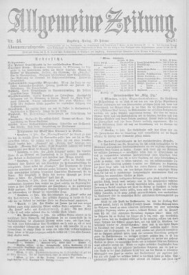 Allgemeine Zeitung Freitag 15. Februar 1878