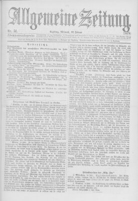 Allgemeine Zeitung Mittwoch 20. Februar 1878