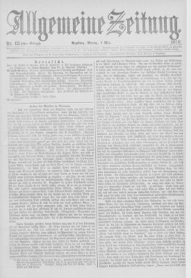 Allgemeine Zeitung Montag 4. März 1878