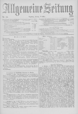 Allgemeine Zeitung Freitag 15. März 1878