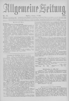 Allgemeine Zeitung Sonntag 17. März 1878