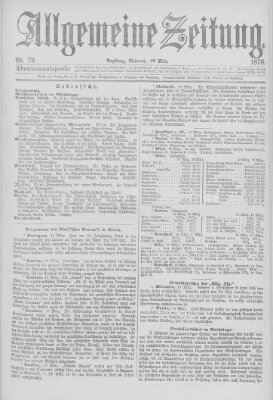 Allgemeine Zeitung Mittwoch 20. März 1878