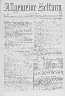 Allgemeine Zeitung Dienstag 16. April 1878