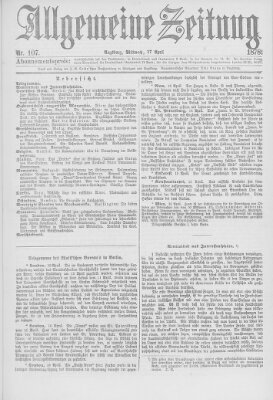 Allgemeine Zeitung Mittwoch 17. April 1878