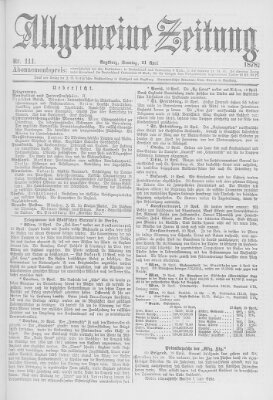 Allgemeine Zeitung Sonntag 21. April 1878