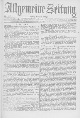 Allgemeine Zeitung Samstag 27. April 1878