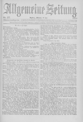 Allgemeine Zeitung Mittwoch 26. Juni 1878