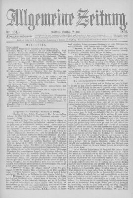 Allgemeine Zeitung Sonntag 30. Juni 1878