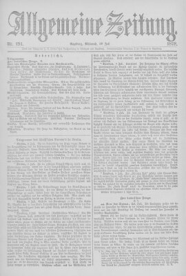 Allgemeine Zeitung Mittwoch 10. Juli 1878