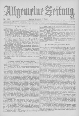 Allgemeine Zeitung Samstag 10. August 1878