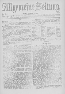 Allgemeine Zeitung Samstag 17. August 1878