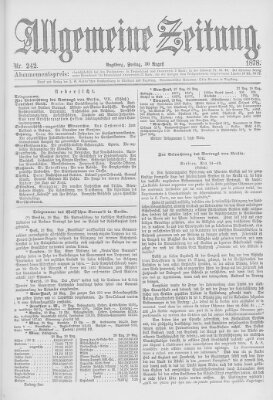 Allgemeine Zeitung Freitag 30. August 1878