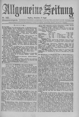 Allgemeine Zeitung Samstag 31. August 1878