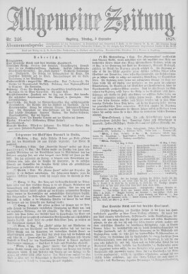 Allgemeine Zeitung Dienstag 3. September 1878