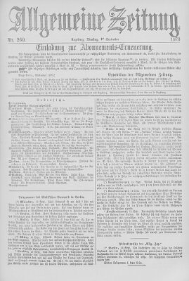 Allgemeine Zeitung Dienstag 17. September 1878