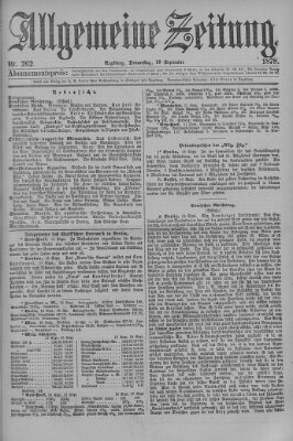 Allgemeine Zeitung Donnerstag 19. September 1878