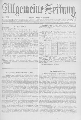 Allgemeine Zeitung Freitag 27. September 1878