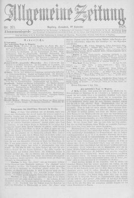 Allgemeine Zeitung Samstag 28. September 1878