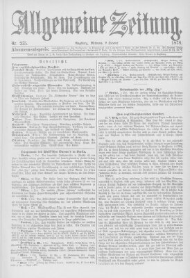 Allgemeine Zeitung Mittwoch 2. Oktober 1878