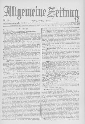 Allgemeine Zeitung Dienstag 8. Oktober 1878