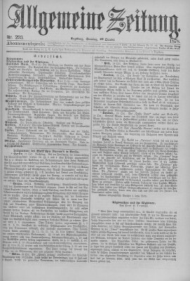 Allgemeine Zeitung Sonntag 20. Oktober 1878