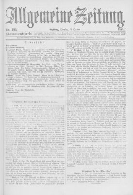 Allgemeine Zeitung Dienstag 22. Oktober 1878