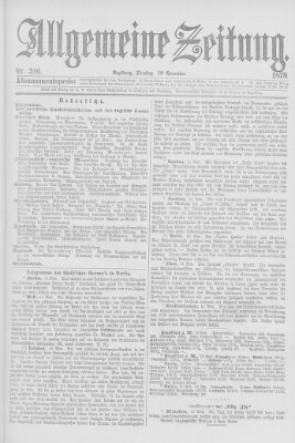 Allgemeine Zeitung Dienstag 12. November 1878