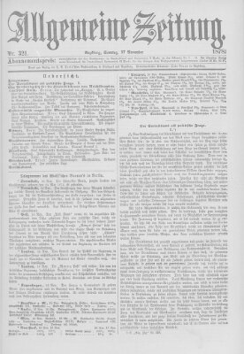 Allgemeine Zeitung Sonntag 17. November 1878