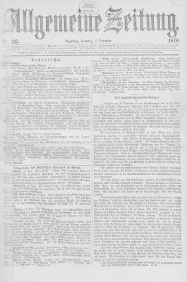 Allgemeine Zeitung Sonntag 1. Dezember 1878