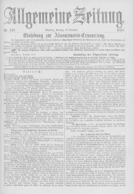 Allgemeine Zeitung Sonntag 15. Dezember 1878