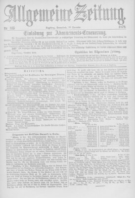 Allgemeine Zeitung Samstag 21. Dezember 1878